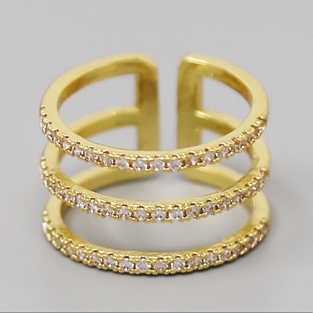 2for$20❤️🤩Adjustable Cubic Zirconia Pave Ring 💍